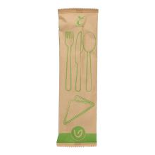 Holz-Besteckset Gabel+Messer+L&ouml;ffel+Serviette gewachst VERIVE FSC 100% Produktbild