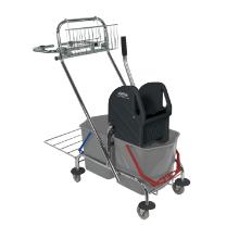 Cleaning trolley - Double wheelie bin 93 cm x 41 cm x 100 cm 2x17l gray+press product photo