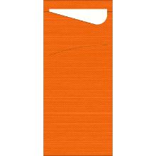 Bestecktasche Sacchetto 8,5 cm x 19 cm Sun Orange + Serviette 2-lagig weiss Produktbild