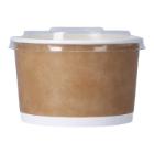 Salad cup craft-PE Ø 118 mm x 72 mm 470ml brown with transparent rPET lid product photo