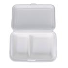 Bagasse-Men&uuml;box 241 mm x 163 mm x 65 mm 2-geteilt 470+300ml weiss Produktbild