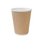 Doppelwand-Riffelbecher Pappe-Barriere Ø 90 mm x 110 mm 300ml braun Produktbild