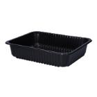 PP-Schale 227 mm x 178 mm x 50 mm ungeteilt gerippt schwarz 1500 ml Produktbild