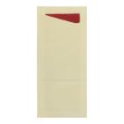 Bestecktasche Sacchetto 8,5 cm x 19 cm champagner + Serviette 2-lagig bordeaux Produktbild