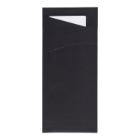 Bestecktasche Sacchetto 8,5 cm x 19 cm schwarz + Serviette 2-lagig weiss Produktbild