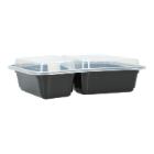 Reusable tray 215 mm x 152 mm x 47 mm 30oz 2-comp black with lid product photo