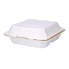 Bagasse-Men&uuml;box 236 mm x 229 mm x 85 mm 3-geteilt 1100 ml weiss VERIVE Produktbild