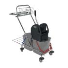 Cleaning trolley - Double wheelie bin 93 cm x 41 cm x 100 cm 2x17l gray+press product photo