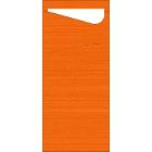 Bestecktasche Sacchetto 8,5 cm x 19 cm Sun Orange + Serviette 2-lagig weiss Produktbild