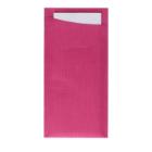 Bestecktasche Sacchetto Dunisoft 11,5 cm x 23 cm Fuchsia + Serviette 2l weiss Produktbild