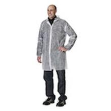 Engangskittel non-woven str L hvid m/trykknap product photo