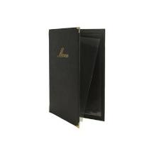 Menu kortholder A4 Securit klassisk (viser 4 A4 sider) læderomslag sort product photo