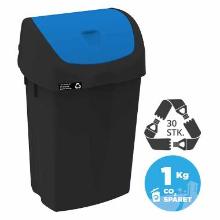 Affaldsbeholder Nordic Recycle 25 ltr Sort Blå vippelåg product photo