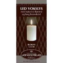 LED lys Asp-Holmblad Bloklys Ø5x7,5 cm Hvid product photo
