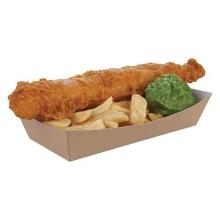 Pommes frites bakke XL str 220/190x115/85x45 mm Karton Brun/Hvid product photo