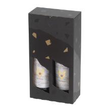 Vinkarton L16.4xB8.5xH36cm Pap med vindue sort til 2 flasker product photo