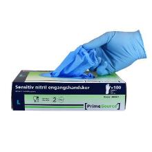 Handske engangs nitril str XXL PrimeSource Sensitiv 0.065mm pudderfri Blå 90 stk product photo