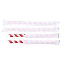 Sugerør Ø12x200 mm uden knæk enkeltpakket m/spids Bionedbrydelig Papir Rødstrib product photo
