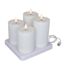 LED-Bloklys 4 stk genopladelig Ø7,5x10/12,5cm hvid med ladestation product photo