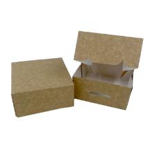 Kageæske hængslet låg 115x115x55mm pap uden rude brun/hvid product photo
