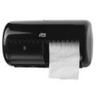Dispenser toiletpapir Tork twin T4 almindelige 2 ruller sort ABS plast product photo