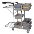 Rengøringsvogn Stor Ergo med 4x6 ltr spand drypspand og 2x60 ltr affaldsstativ product photo