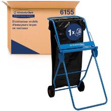 Distributeur essuyeurs grand format mobile bleu avec support sac Kimberly-Clark photo du produit