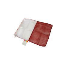Filet de lavage rouge et blanc avec bouton pression 60 x 80 cm photo du produit