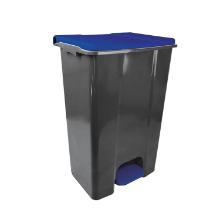Poubelle à pédale : plastique recyclé gris - couvercle bleu - 60 l - "ecoconti" photo du produit