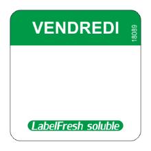 Etiquettes HACCP Solubles "vendredi" 22x22 mm - Labelfresh Easy photo du produit