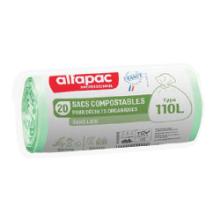 Sac poubelle vert biodégradable 70 x 110 cm 32µ 110 l 20 sacs Alfapac photo du produit