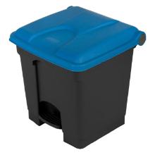 Poubelle &agrave; p&eacute;dale recycl&eacute;e anthracite couvercle bleu 30 l photo du produit
