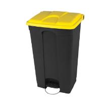 Pedaalemmer gerecycleerd antraciet geel deksel 90 l artikelfoto