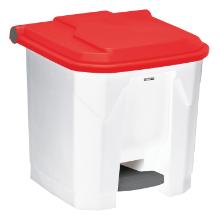 Poubelle &agrave; p&eacute;dale blanc couvercle rouge 30 l Utilo photo du produit
