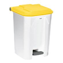 Poubelle à pédale blanc couvercle jaune 50 l Utilo photo du produit