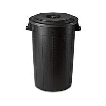 Poubelle ronde noir avec couvercle 100 l photo du produit