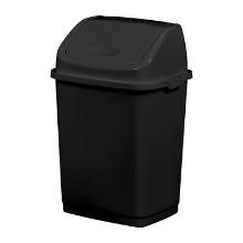 Poubelle couvercle basculant noir plastique recycl&eacute; 10 l Clap Green photo du produit