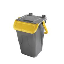 Gerecycleerde afvalbak grijs met klepdeksel en handgreep geel 35 l Duck artikelfoto
