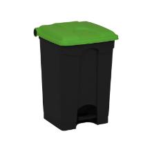 Poubelle à pédale recyclée noir couvercle vert 70 l photo du produit