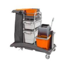 IdeaTop 113.2+E : chariot avec seau 15lt orange/gris - 5 roues - mont&eacute; photo du produit