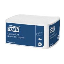 Serviettes blanches 1 pli 30 x 33 cm écologique Tork Counterfold Universal N1 photo du produit