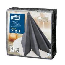 Serviette dinner gris anthracite 39x39 cm 1 pli 12x50 pc Tork LinStyle photo du produit