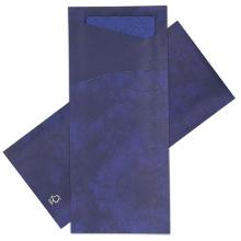 Pochettes &agrave; couverts et serviettes : bleu fonc&eacute; - 8.5 x 19 cm - 500 pc photo du produit