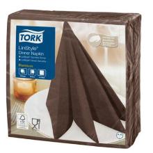 Serviette dinner cacao 39x39 cm 1 pli 12x50 pc Tork LinStyle photo du produit