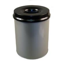 Poubelle anti-feu 15 l gris couvercle noir photo du produit
