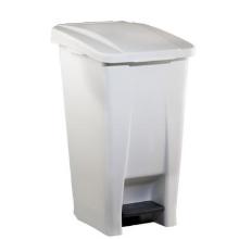 Poubelle mobile &agrave; p&eacute;dale : 60 lt - blanc - plastique photo du produit