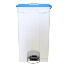 Poubelle à pédale - blanc - couvercle bleu - 90 lt photo du produit