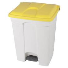 Poubelle à pédale - blanc - couvercle jaune - 70 lt photo du produit