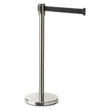 Afbakeningsbarrieres met band op paal : voetstuk ban 2m - inox - set 2 barri&egrave;res artikelfoto