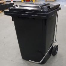 Container : antracite grijs - op wieltjes - met pedaal - 120 lt artikelfoto